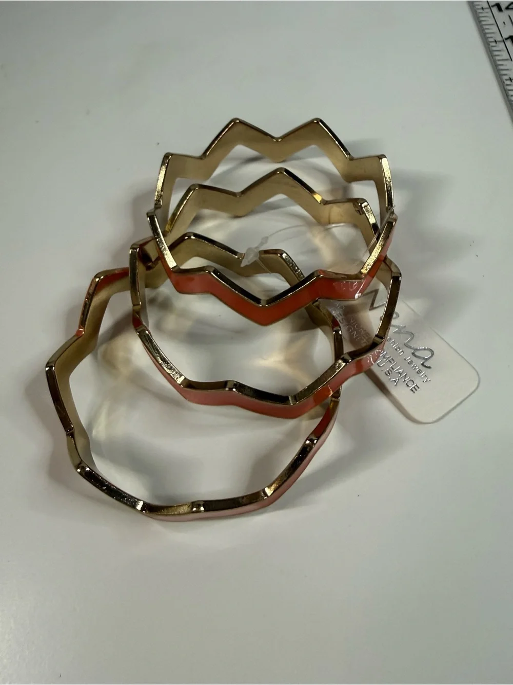 Nena Orange Chevron Enamel Cuff Bracelet